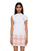 Top asimmetrico con logo in bianco