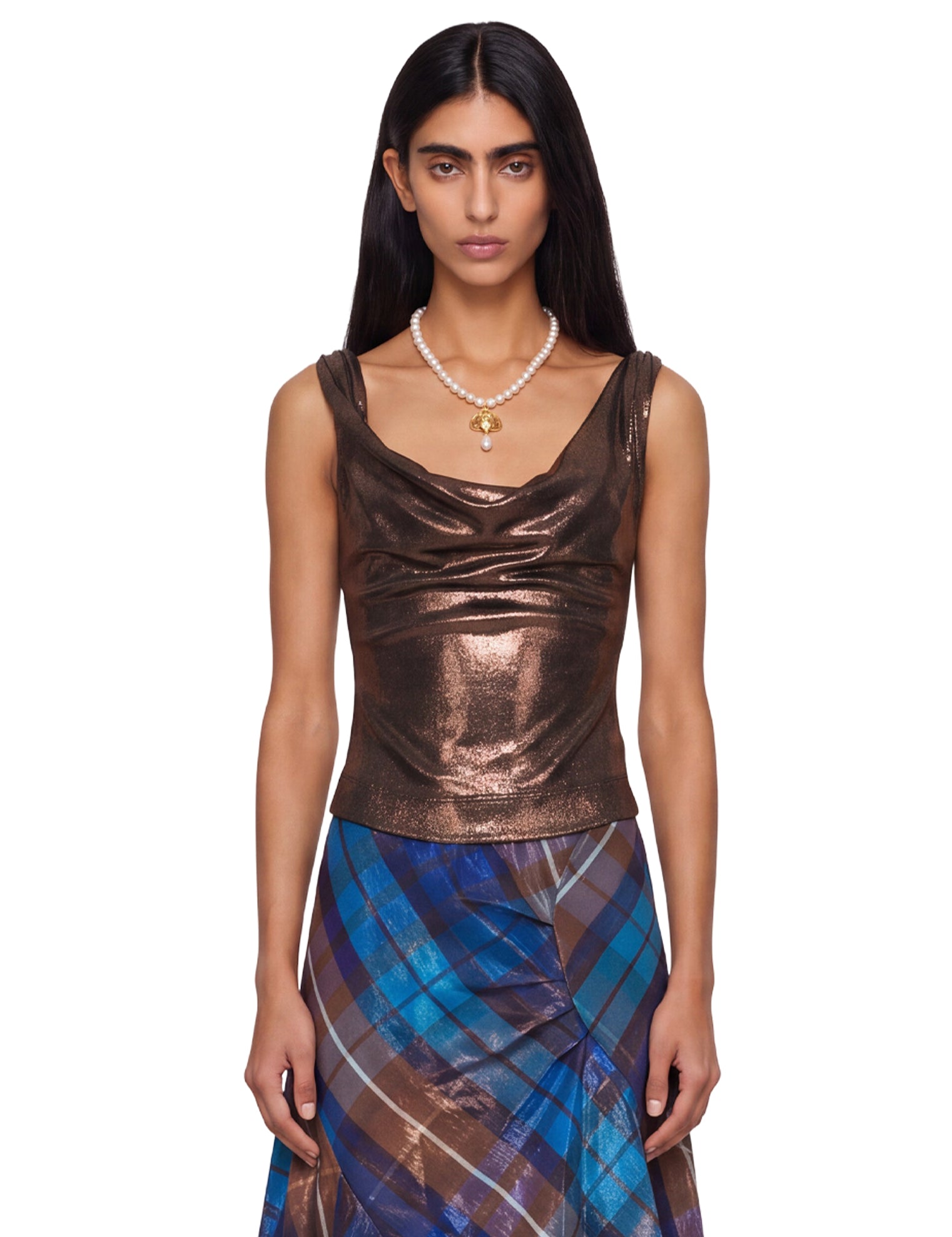Top con finitura metallizzata Anna in bronzo 
