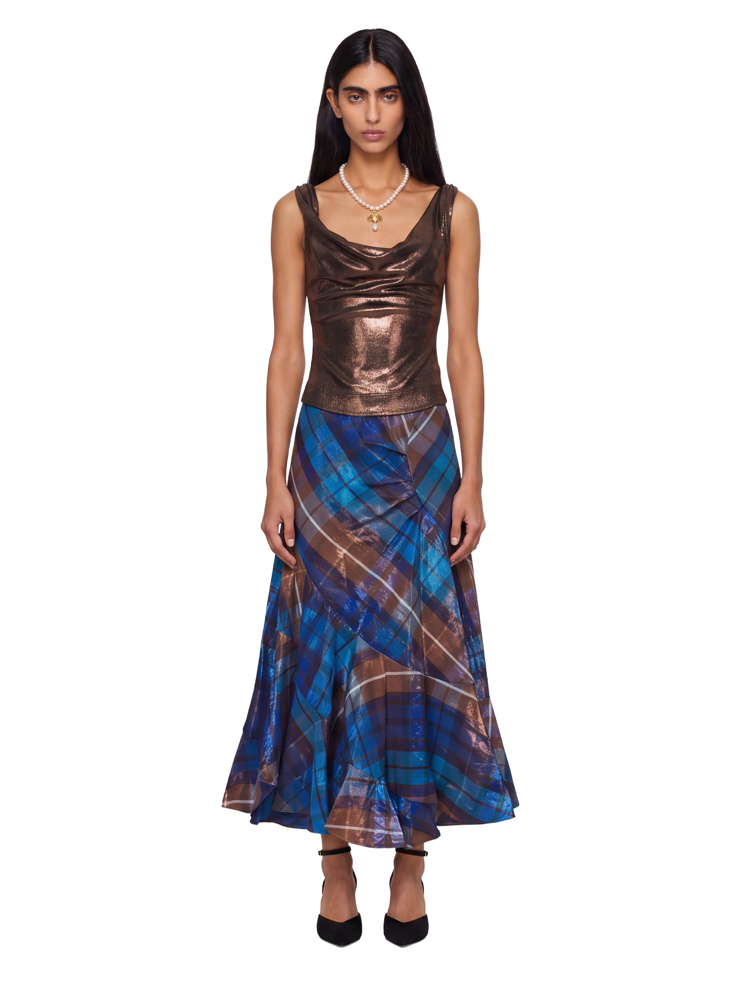 Top con finitura metallizzata Anna in bronzo 