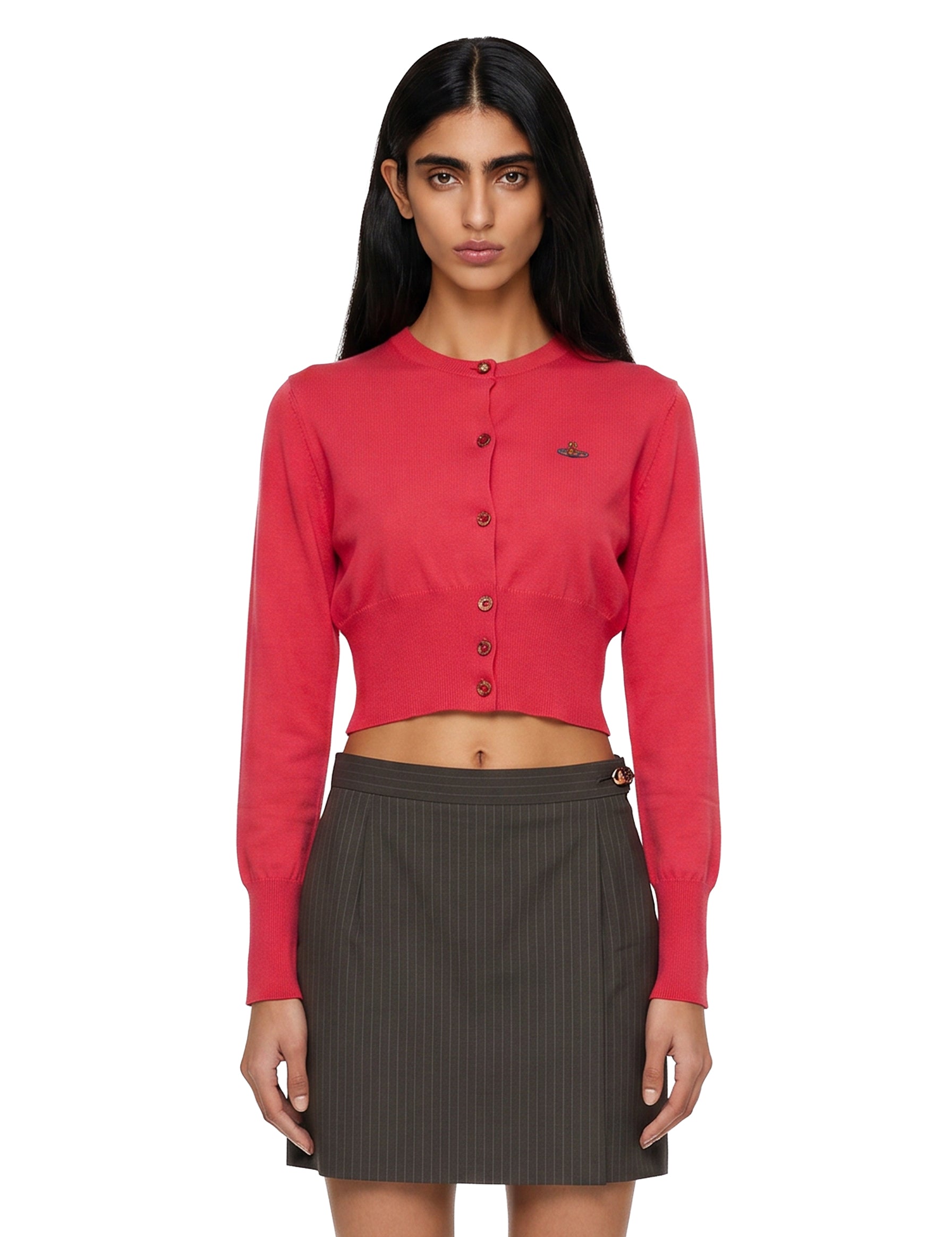 Cardigan con ricamo Orb in rosso 