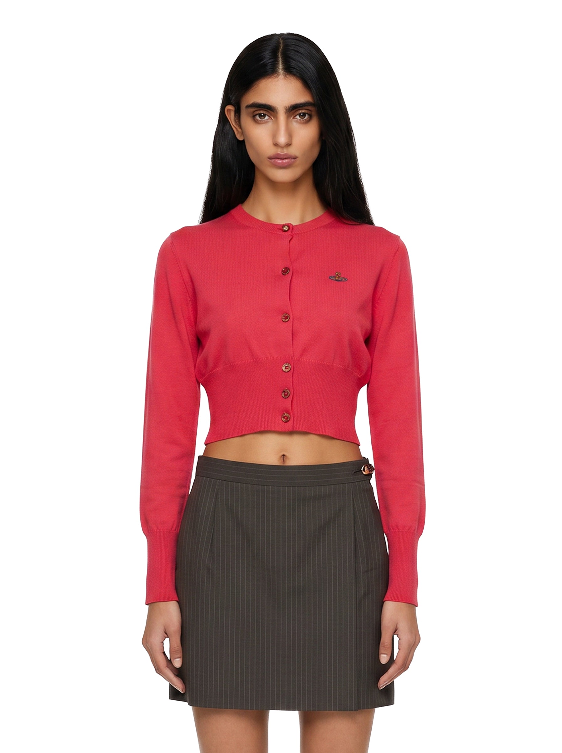 Cardigan con ricamo Orb in rosso 
