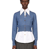 Cardigan con logo ricamato in blu 