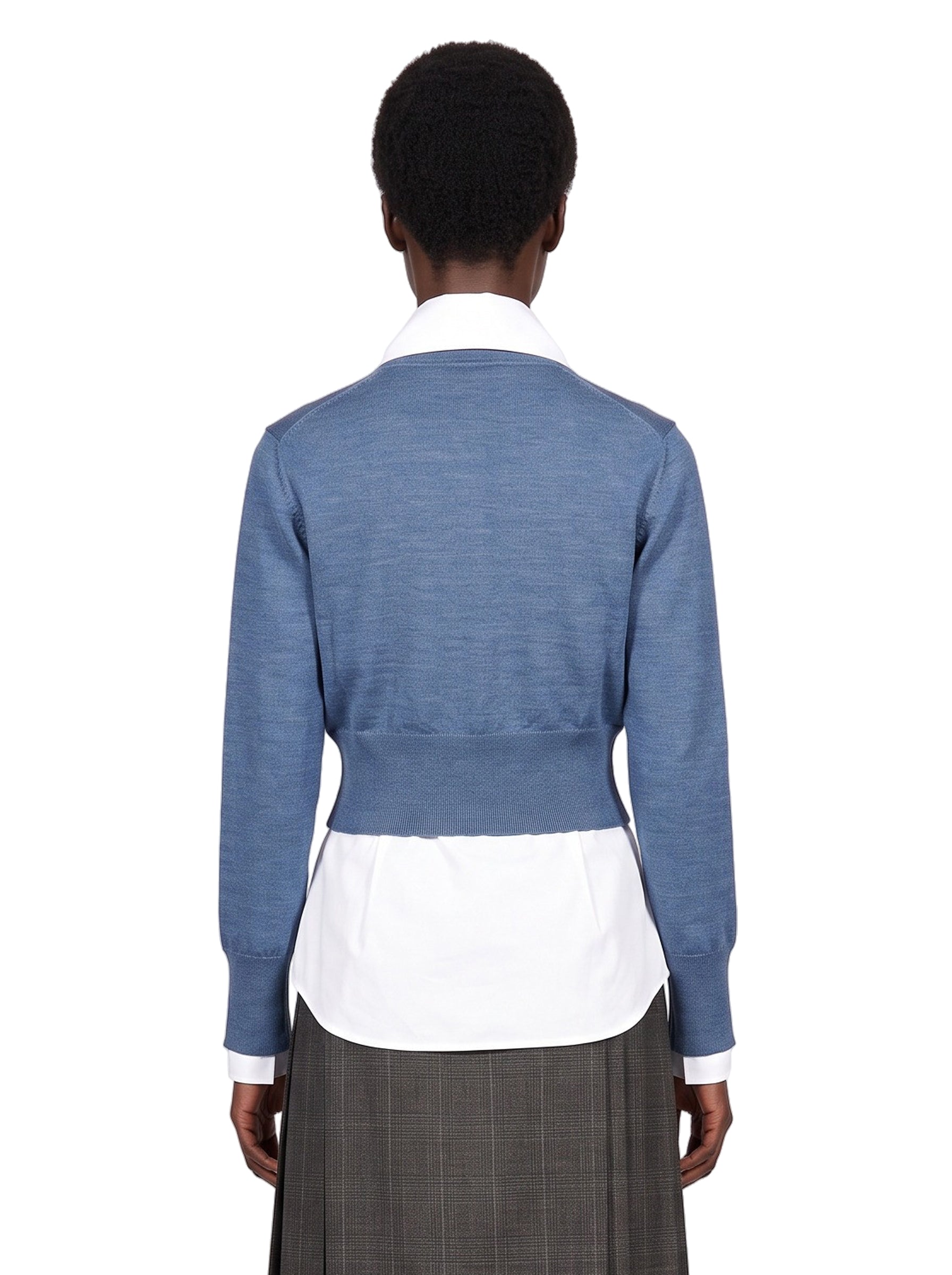 Cardigan con logo ricamato in blu 