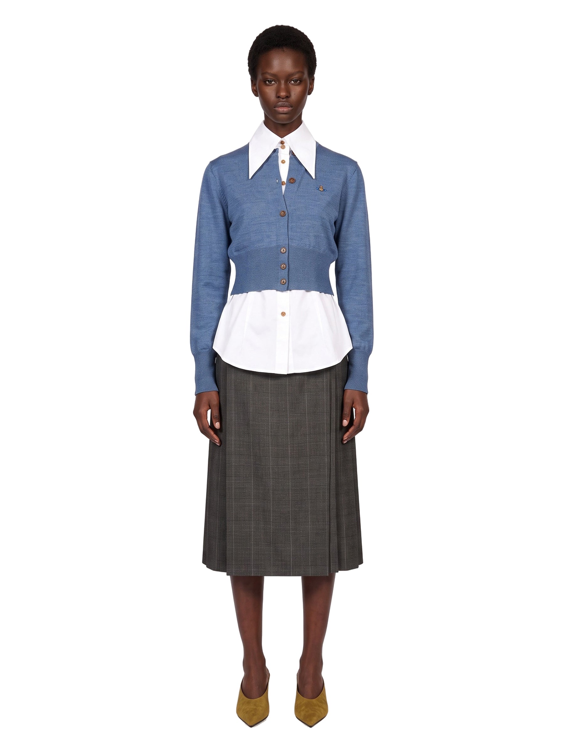 Cardigan con logo ricamato in blu 