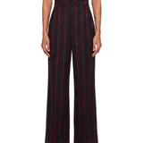 Pantaloni a vita alta Lauren a righe in grigio e rosso 
