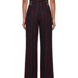 Pantaloni a vita alta Lauren a righe in grigio e rosso 