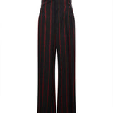 Pantaloni a vita alta Lauren a righe in grigio e rosso 