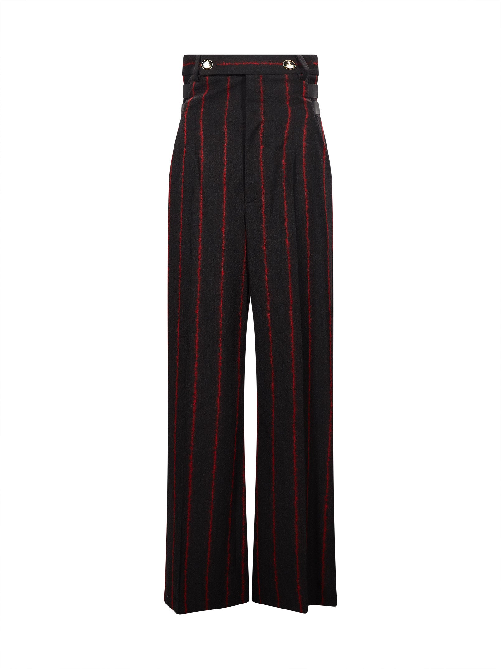 Pantaloni a vita alta Lauren a righe in grigio e rosso 