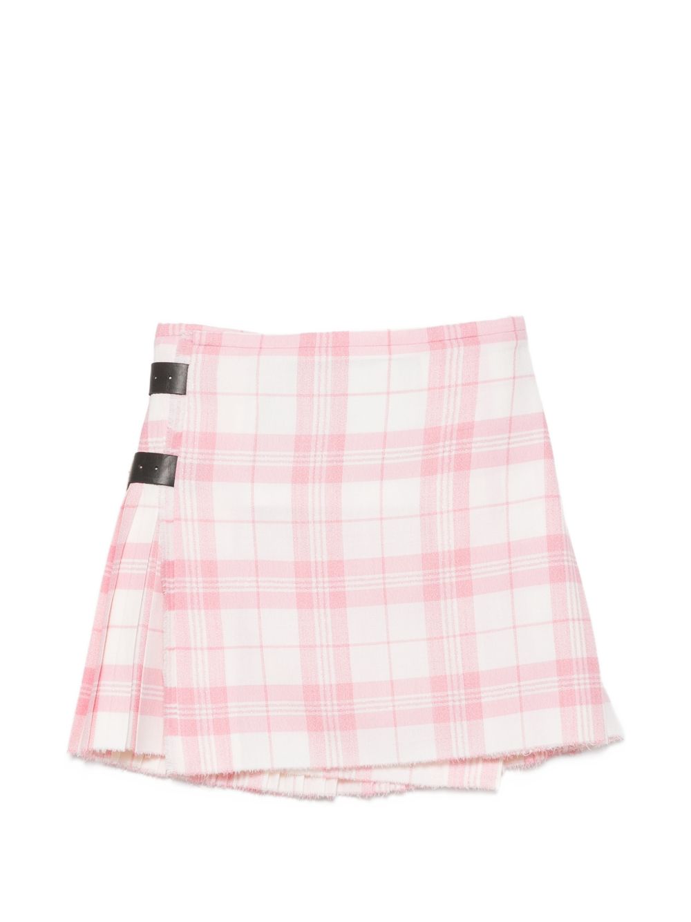 Minigonna a quadri in bianco e rosa 