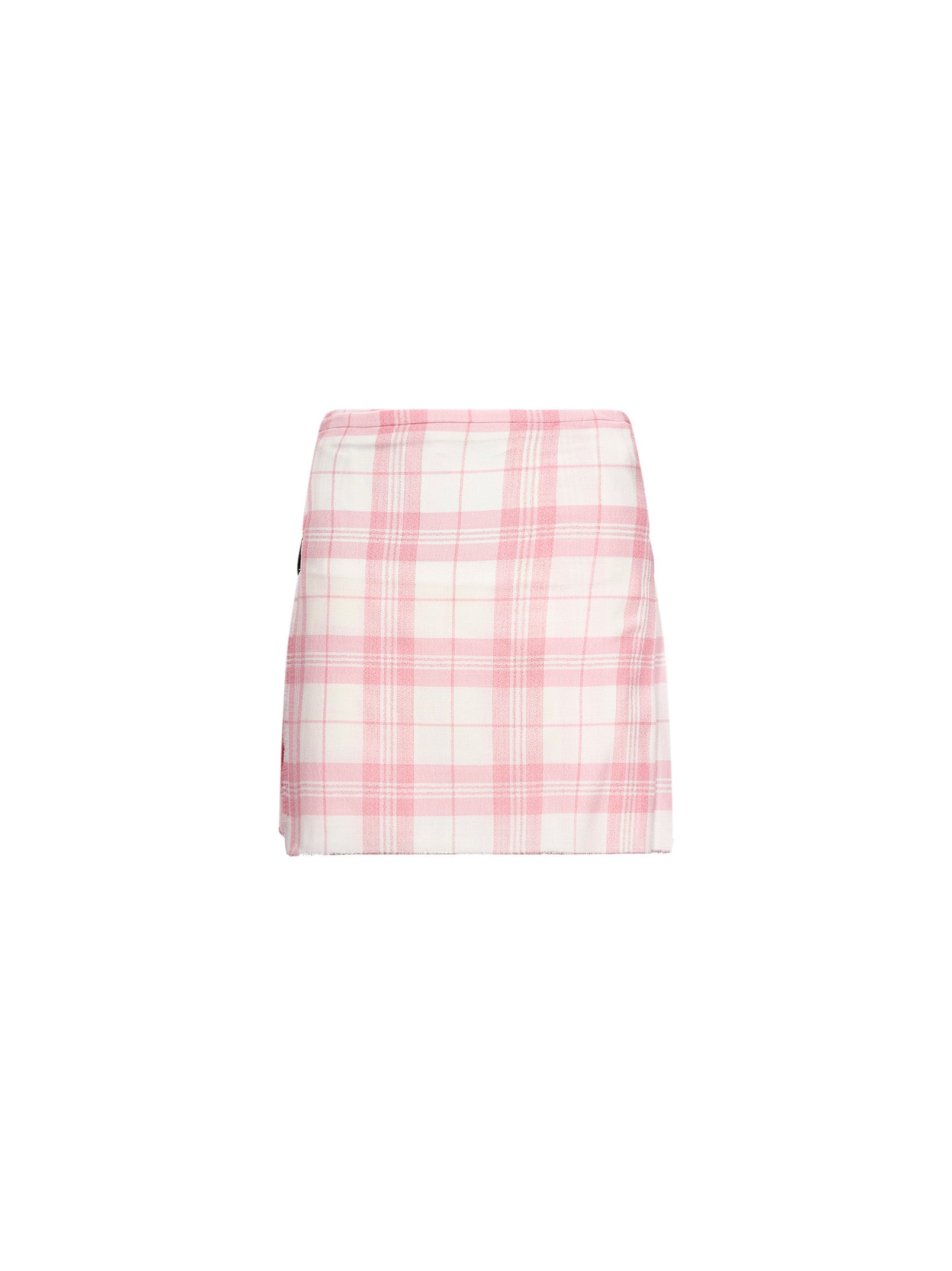 Minigonna a quadri in bianco e rosa 