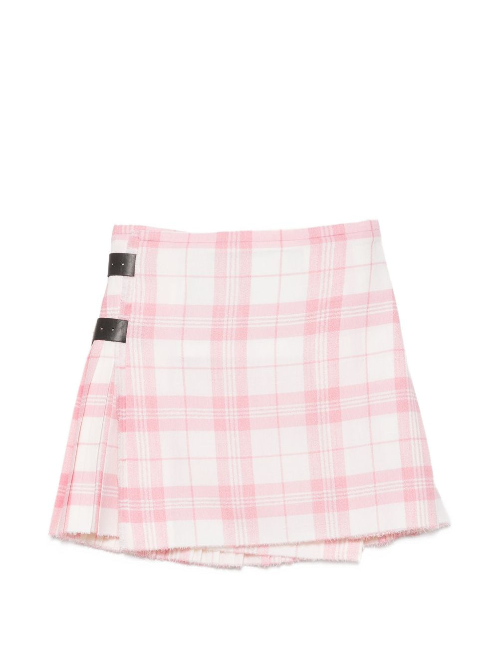 Minigonna a quadri in bianco e rosa 
