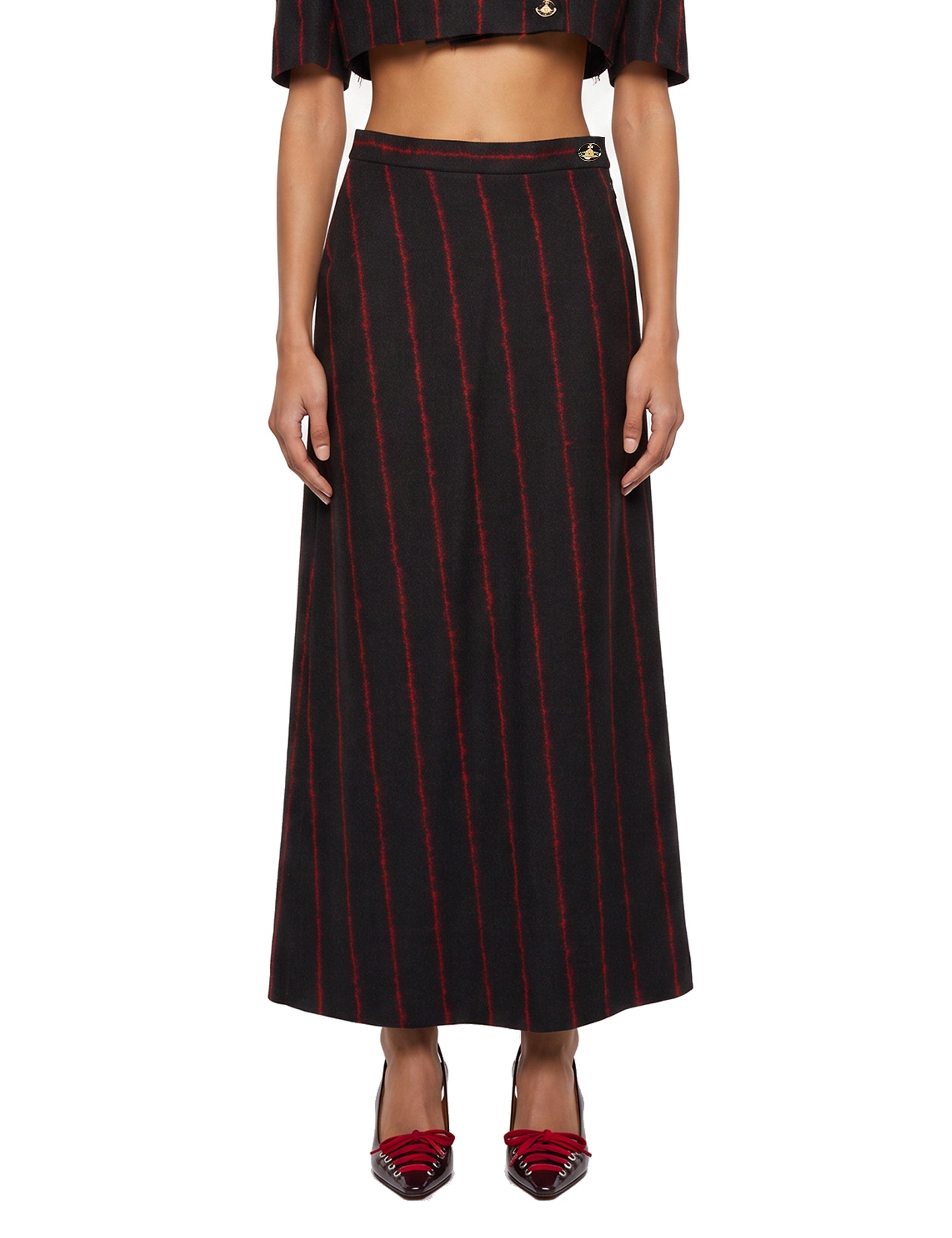 Gonna maxi Infinity a righe in grigio e rosso 