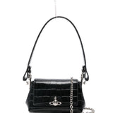 Borsa a spalla Hazel con logo in nero 
