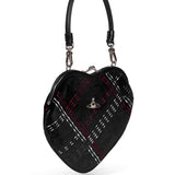 Borsa Belle a cuore in velluto a quadri nero multicolor 
