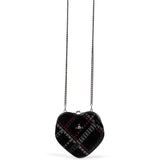 Borsa Belle a cuore in velluto a quadri nero multicolor 