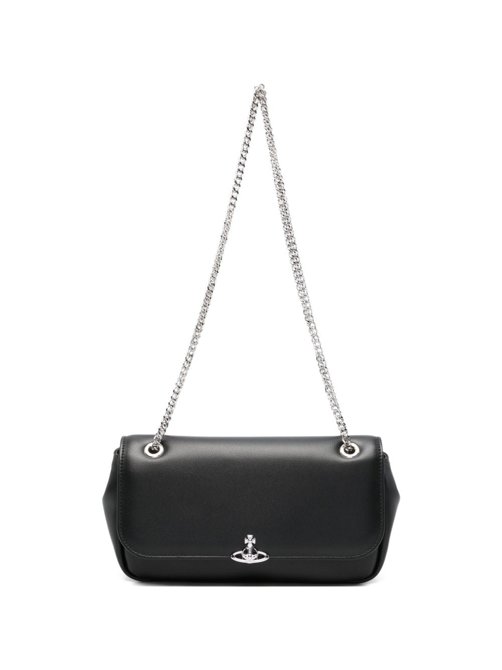 Borsa a spalla con catena in nero 