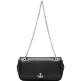 Borsa a spalla con catena in nero 