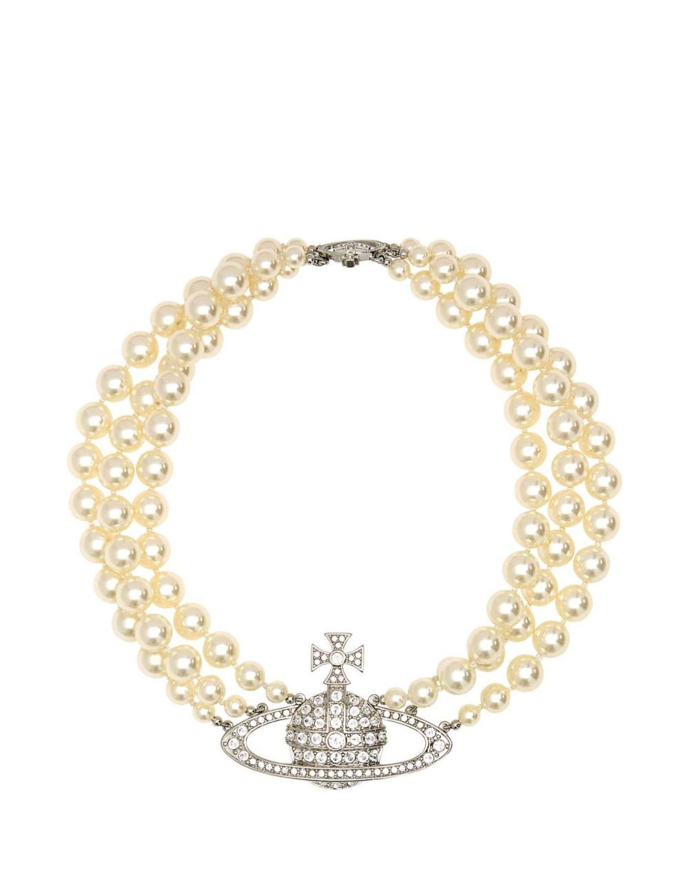 Collana girocollo con perle e logo Orb in avorio 