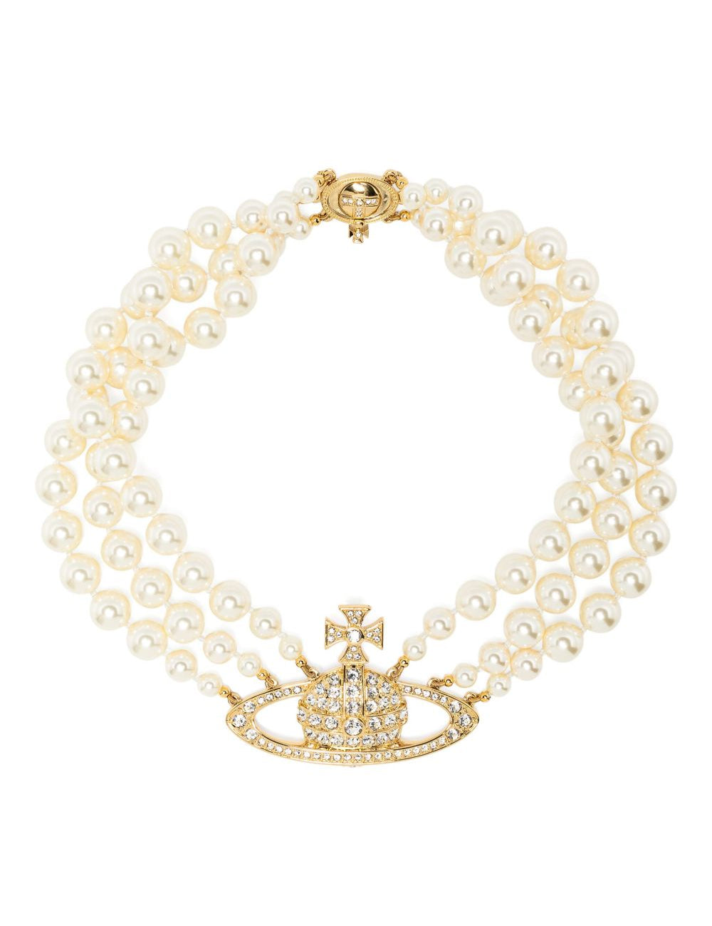 Collana girocollo con perle e logo Orb in avorio 