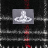 Sciarpa con logo stampa tartan in nero 