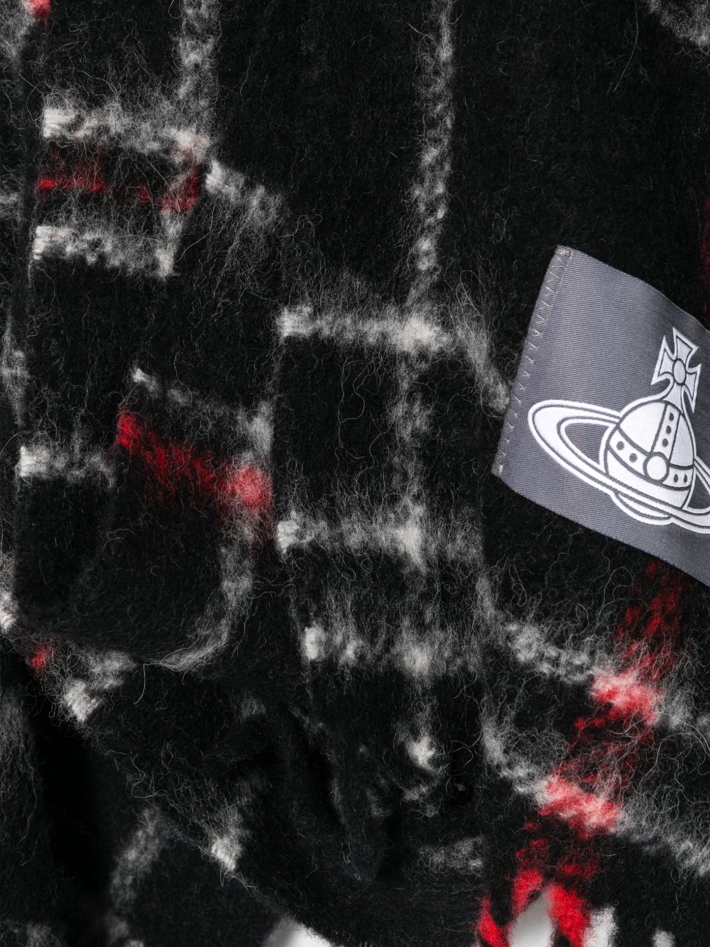Sciarpa con logo stampa tartan in nero 