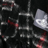 Sciarpa con logo stampa tartan in nero 