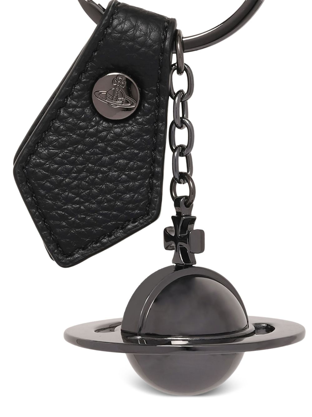Portachiavi in pelle con orbe 3d in nero 