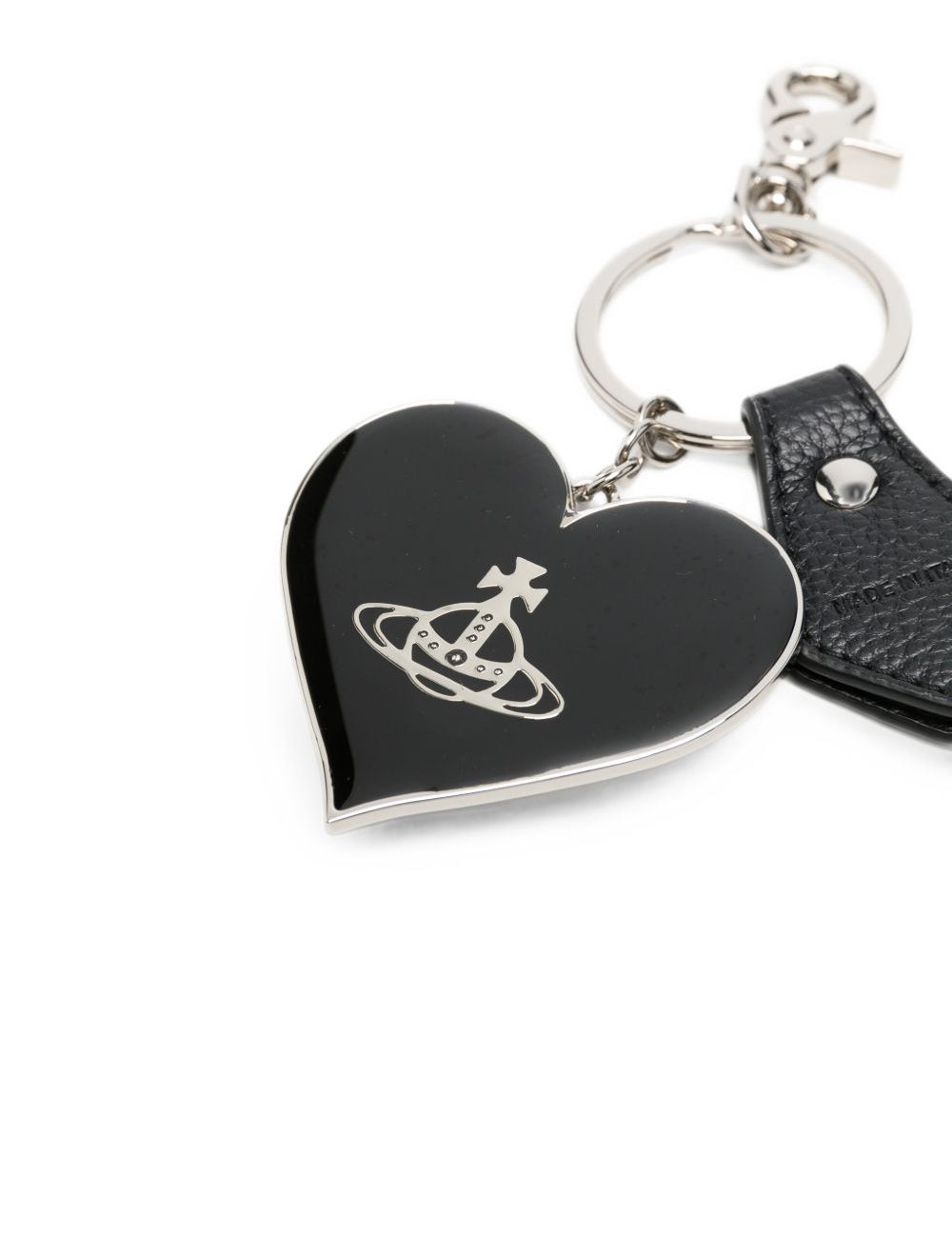 Portachiavi Mirror Heart Orb in argento e nero 