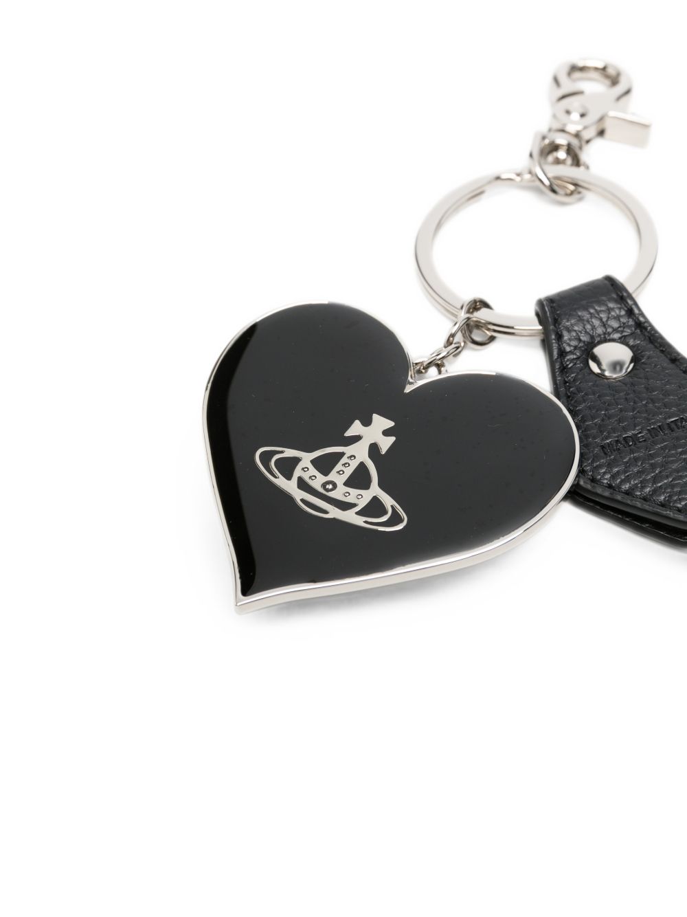Portachiavi Mirror Heart Orb in argento e nero 