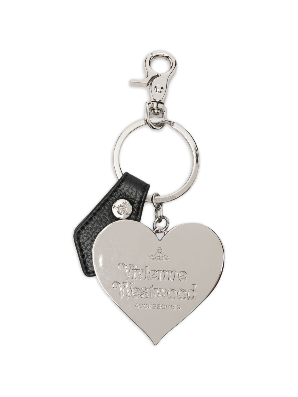 Portachiavi Mirror Heart Orb in argento e nero 