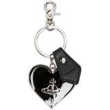 Portachiavi Mirror Heart Orb in argento e nero 