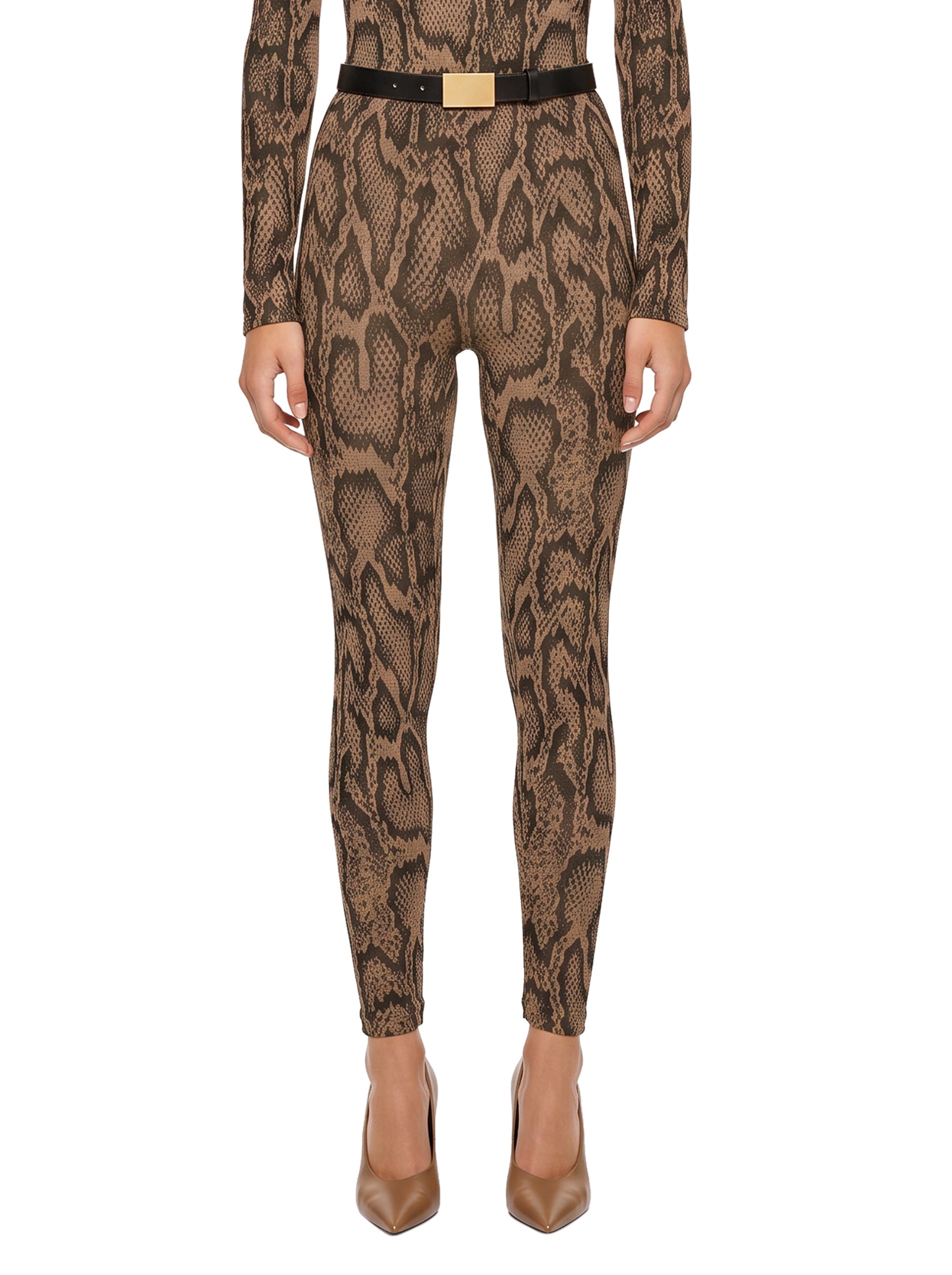 Leggings con stampa pitone multicolore 