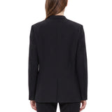 Blazer con scollo a V in tessuto tecnico Scuba in nero 