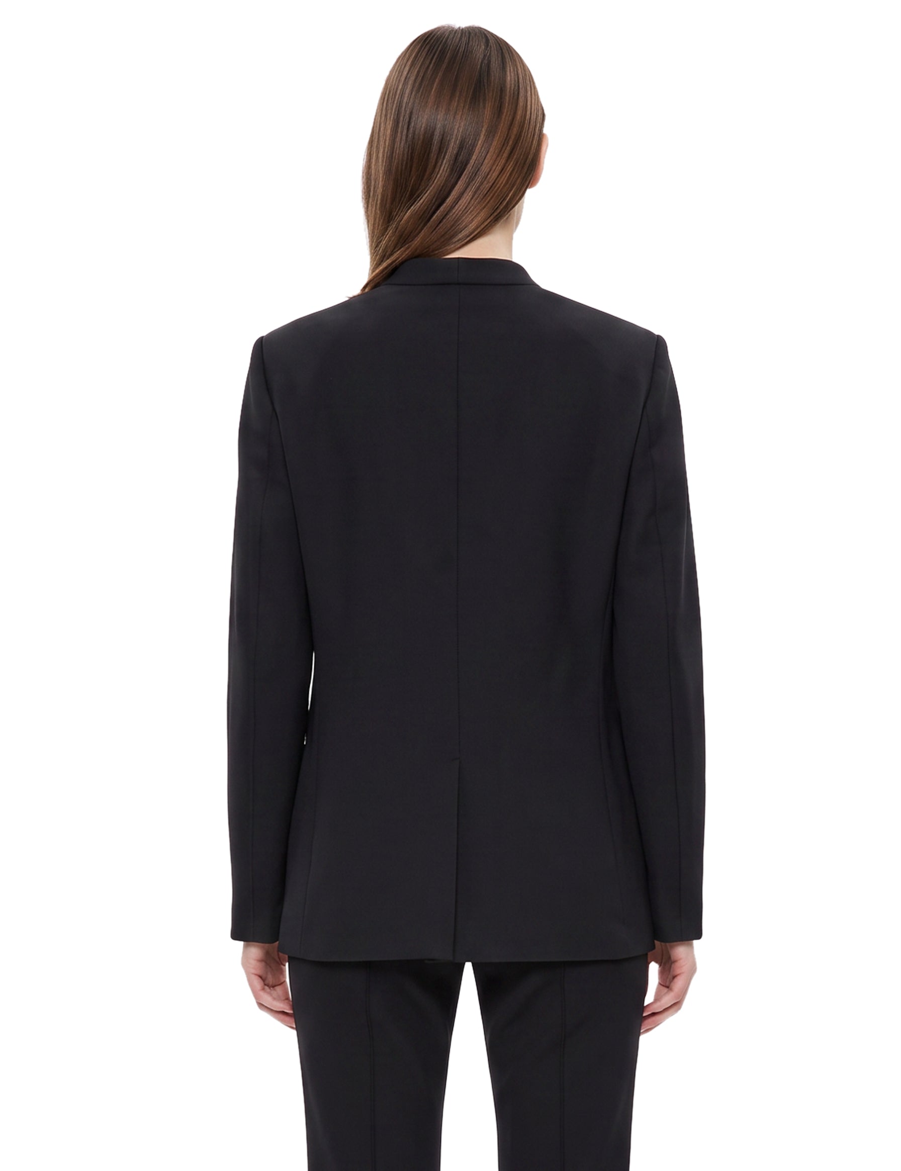 Blazer con scollo a V in tessuto tecnico Scuba in nero 