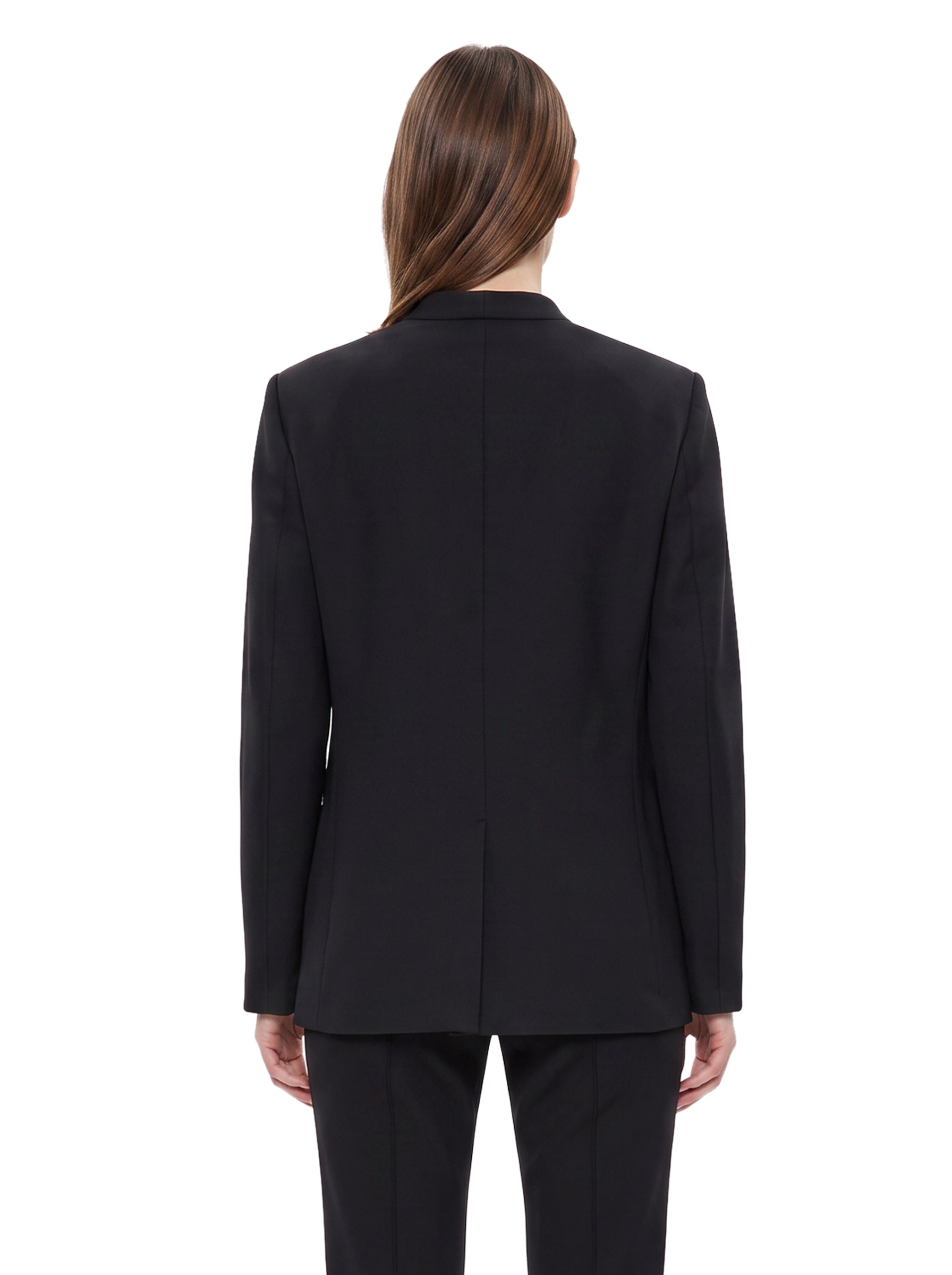 Blazer con scollo a V in tessuto tecnico Scuba in nero 
