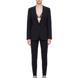 Blazer con scollo a V in tessuto tecnico Scuba in nero 