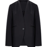 Blazer con scollo a V in tessuto tecnico Scuba in nero 