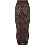 Gonna midi in pizzo Infinite Rose in marrone 