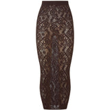 Gonna midi in pizzo Infinite Rose in marrone 