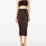 Gonna midi in pizzo Infinite Rose in marrone 