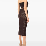 Gonna midi in pizzo Infinite Rose in marrone 