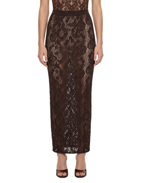Gonna midi in pizzo Infinite Rose in marrone 