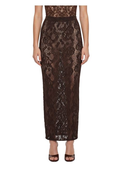 Gonna midi in pizzo Infinite Rose in marrone 