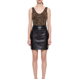 Minigonna in eco-pelle alligator in nero 