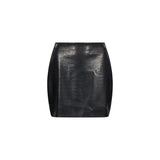 Minigonna in eco-pelle alligator in nero 