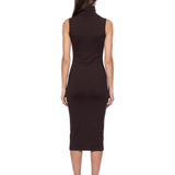 Abito midi smanicato in lana in marrone 