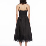 Abito midi con dettagli in pizzo Valiant in nero 