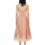 Abito midi con dettagli in pizzo Valiant in rosa 