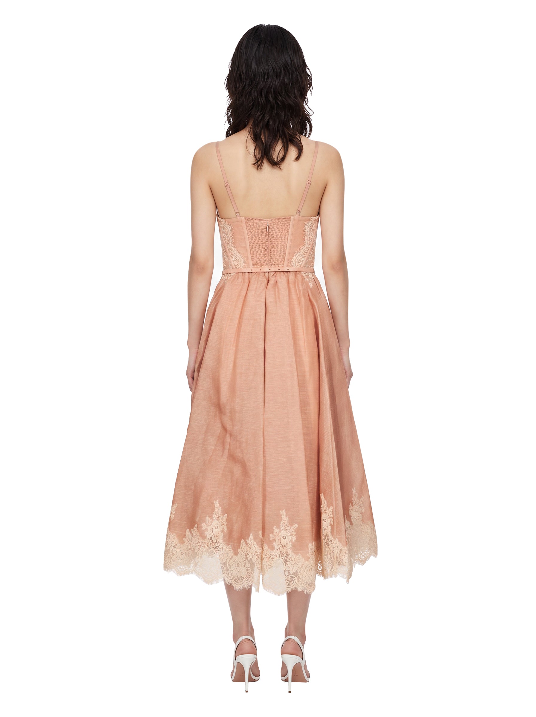 Abito midi con dettagli in pizzo Valiant in rosa 