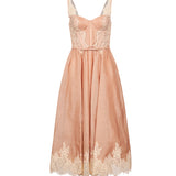 Abito midi con dettagli in pizzo Valiant in rosa 